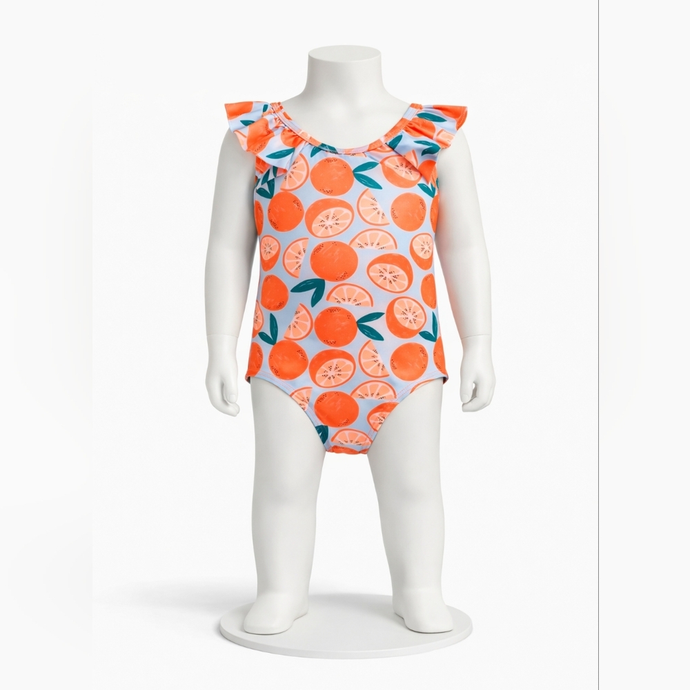Orange Fruit Print Swimsuit